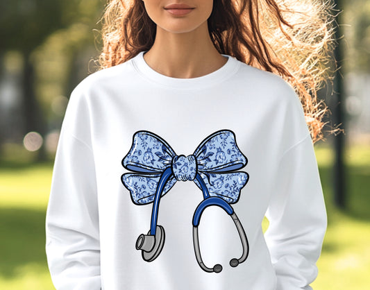 Blue Bow Stethoscope Sweatshirt