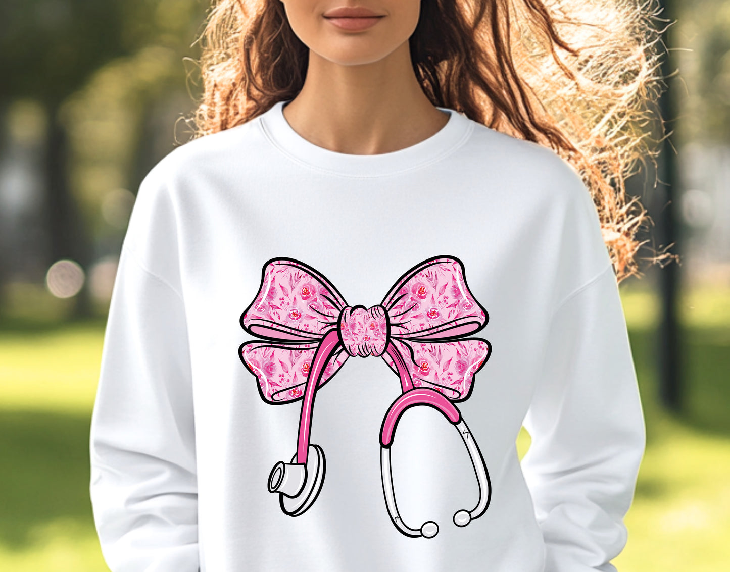 Pink Bow Stethoscope Sweatshirt