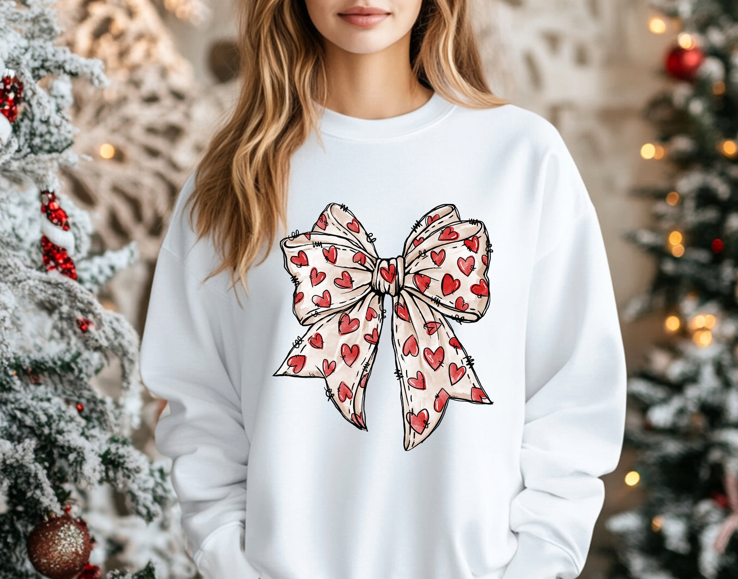 Red Heart Bow Sweatshsirt